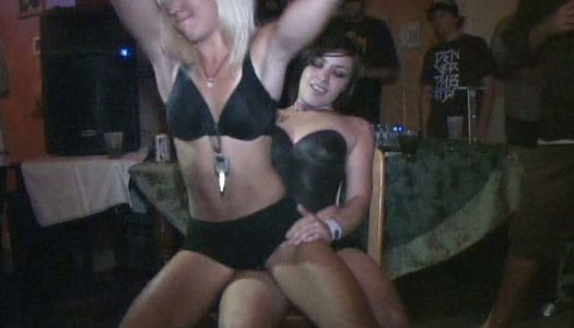 Funny chicks wearing bunny costumes dance of laps at the college party porn pics