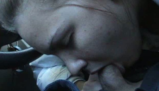 Wanton brunette streetwalker please taxi driver with steamy BJ porn pics