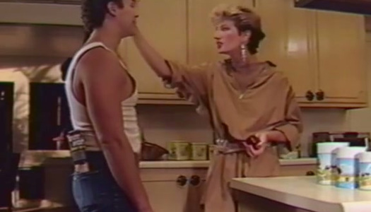 Blond haired filthy wifey pleases her hubby with solid BJ at kitchen porn pics