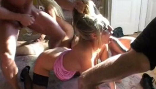 Sweaty blonde whores give deepthroats and get analfucked really hard porn pics