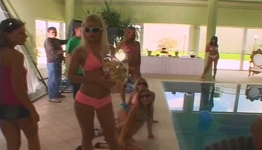 Kinky light haired bitch madly sucks delicious lollicock at the orgy party porn pics