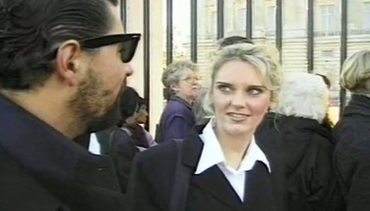 Whorable blonde MILF unbuttons her blouse and flashes big titties porn pics