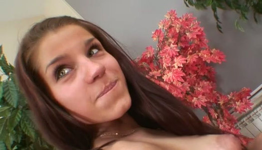 Freaky BF pleases wet fuck holes of his busty brunette teen with dildos porn pics