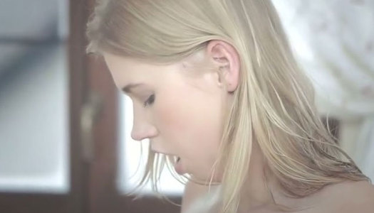 Leggy blond chick with flat titties gets her kitty licked by her guy porn pics