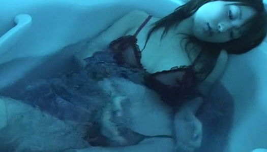 Lubricious girl Akari Hoshino caressing her sexy body in a bathroom porn pics
