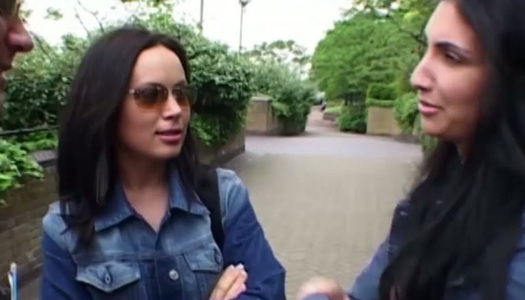 Slutty brunette chicks lure just met dude and suck his dick in the cafe porn pics