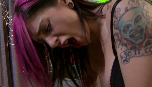 Tattooed pink haired chicks lick pussies and get fucked by brutal dude porn pics