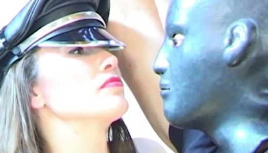 Two kinky babes punish one dude in mask with endless blowjob porn pics