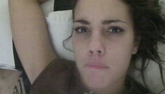 Kinky brunette teases her bald honey cunt with clitoral vibrator porn pics