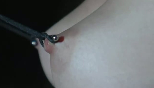 Long rope for her sexy body and clamps for her shaved pussy porn pics