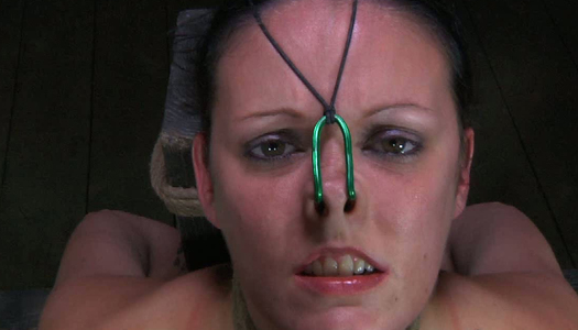 Nasal hooks and rope makes chick hurt in the dungeon porn pics