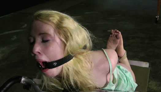 Hogtied slender submissive blondie gets mouthfucked hard enough porn pics
