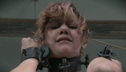 Chained chick wearing only pantyhose is ready for punishment porn pics