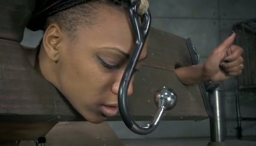 Black chick gets her anal hole punished with sex toy porn pics