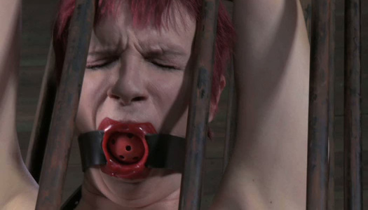 Spoiled submissive and pale brunette gets fixed with ropes in the cage porn pics