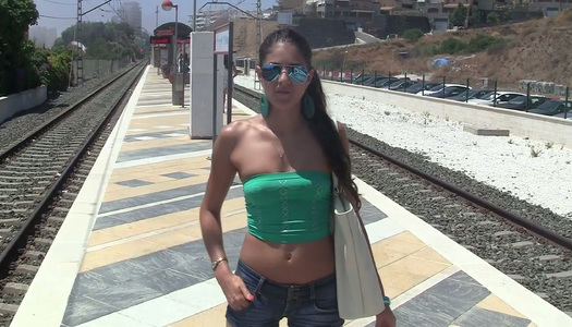 Slim brunette teen goes shopping and gives blowjob to one aroused dude porn pics