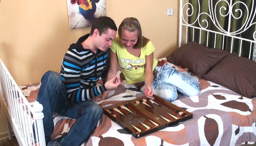 Appetizing teen gives her head after playing backgammon porn pics