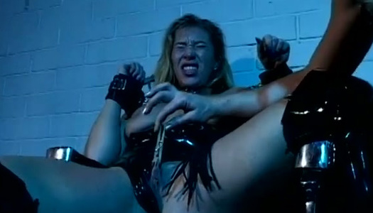 Horny busty mistress in latex corset slaps bootylicious fixed gal's ass porn pics