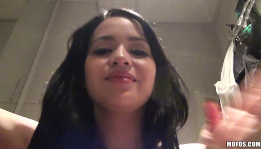 Sexy brunette slut Chloe Caine fucks in a changing room in a store. POV porn pics