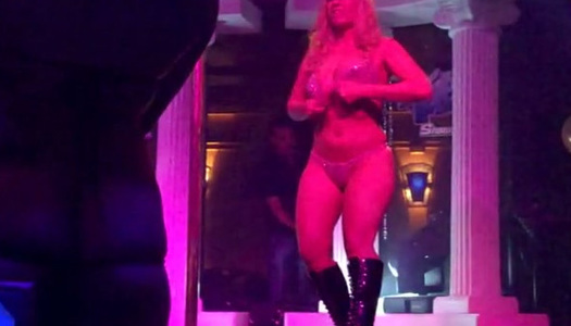 Really hot strip show by charming blonde and brunette busty sexpots porn pics