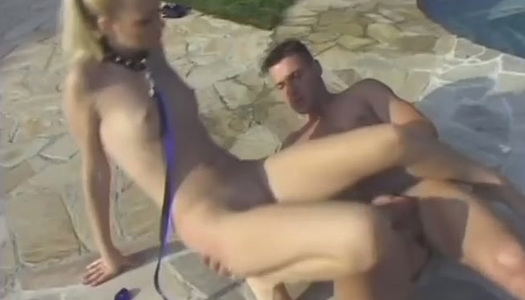 Nasty chick on a leash is fucked by brutal dude outdoor  qq porn pics