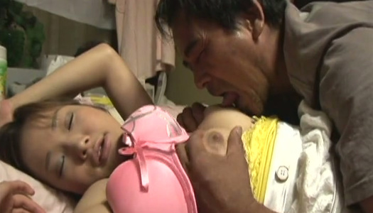 Dude greedily suck delicious natural boobs of giggling Japanese brunette porn pics