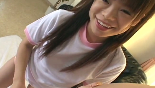 Happy giggling Japanese brunette girlie just loves sucking tasty prick porn pics