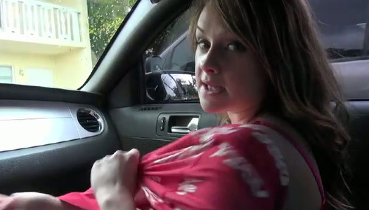 Beautiful blondie picked up for a quickie in the car porn pics