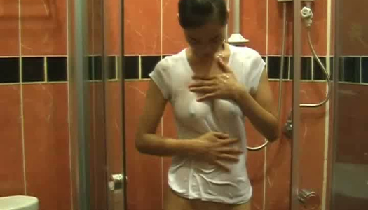 Skinny and leggy Asian chick takes shower and masturbates porn pics