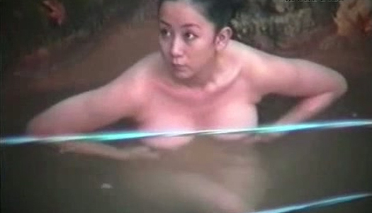Spy cam caught all nude pale Japanese brunette bathing outdoors porn pics