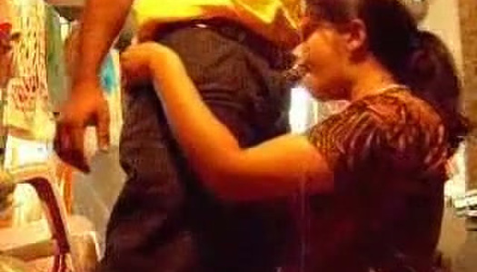 Ugly Indian amateur wife unzips hubby's dick to give a blowjob on cam porn pics