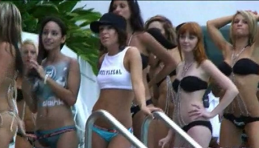 Sextarctive bitch Hailey Young shows off her tits on bikini show porn pics