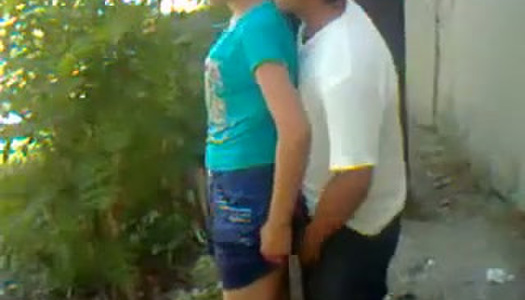 Nasty girlfriend lifts her skirt up for outdoor quickie porn pics