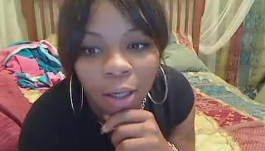 Thirsting ebony fattie pleases her guy with steamy BJ in bedroom porn pics