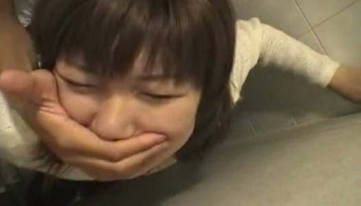 Horny stud fucks his slim Asian girlie in public restroom hard porn pics