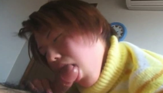 Sandy haired whorish chick sucks small cock of her guy ardently porn pics