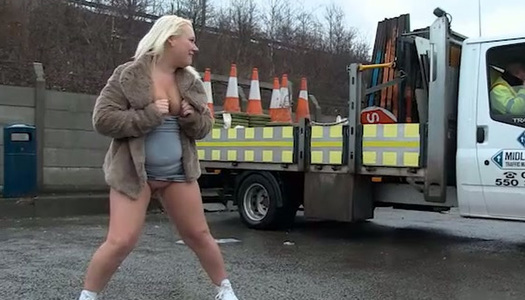 Chubby blond haired nympho with big bum pisses right outdoors on public porn pics