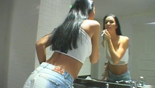 Shapely babe in sexy black stockings enjoys having wild sex with her BF porn pics