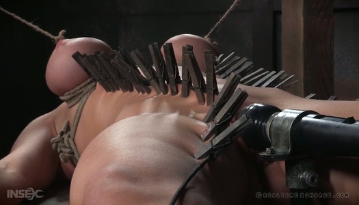 Busty whore Dee Williams moans while sex-machine fucks her muff porn pics