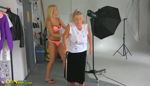 Old and young lesbians go wild after photo session porn pics