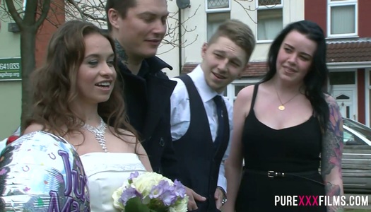 Whore bride Brooklyn Blue is fucked by barman right on the bar counter porn pics