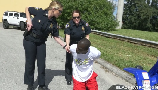 Sex-hungry police women fuck one arrested BBC and make him lick pussies porn pics