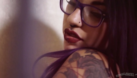 Tattooed whore  with half shaved head Tank goes wild on a big dick porn pics