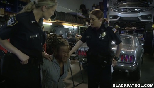 Two fat chicks wearing police uniform fuck one black dude porn pics