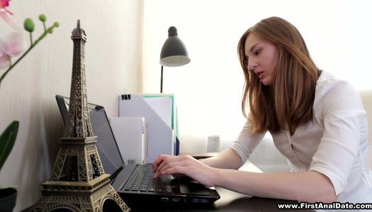 Yummy red head Emma is fucked in her pretty anal hole porn pics