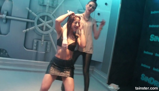 Attractive whores dance under the shower in one night club porn pics
