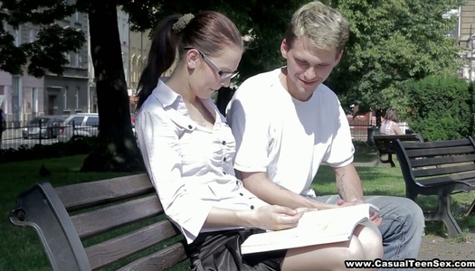 Nerdy girl Lucie gets fucked and takes cumshots on her glasses porn pics