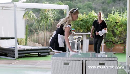 Delicious chick in maid uniform pisses on her sex partner at the end porn pics