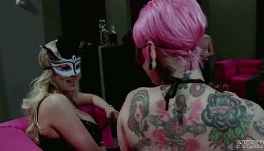 Slut in mask Nikki Daniels is fucked hard at the party porn pics