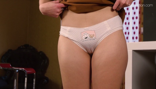 Beautiful ginger babe Alesya Gagarina gives an interview and shows untouched pussy porn pics